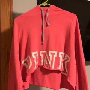 Pink Victoria Secret Cropped Hoodie